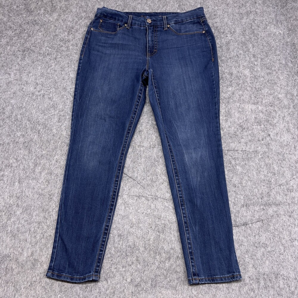 Seven7 Jeans Womens 14 Blue Avalon Tummyless High Rise Skinny Stretch Denim